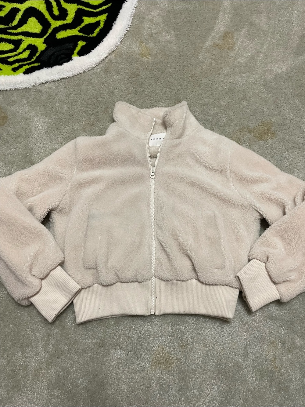 Aeropostale Cream Sherpa Zip Jacket